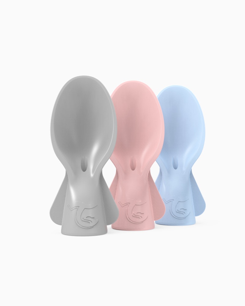 Klämmisskedar 3-pack 6 mån+ / Blå, Grå & Rosa - 1