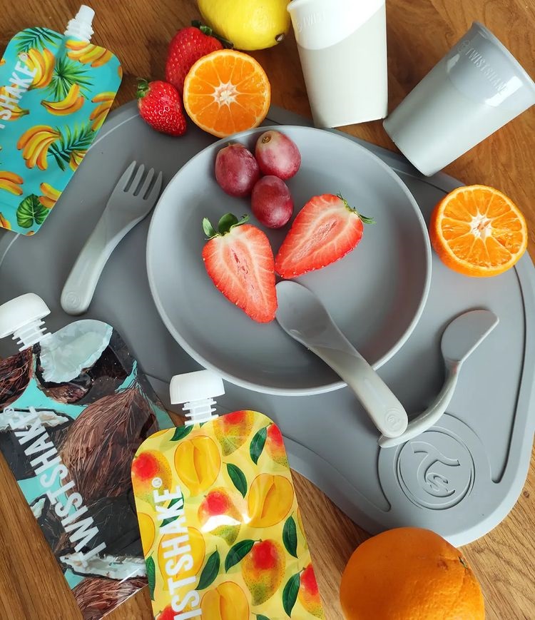 Bebisbestick Kniv Gaffel & Sked 6 mån+ / Grå hover