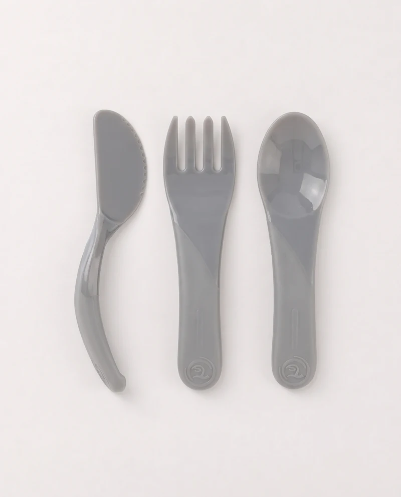 Bebisbestick Kniv Gaffel & Sked 6 mån+ / Grå - 1
