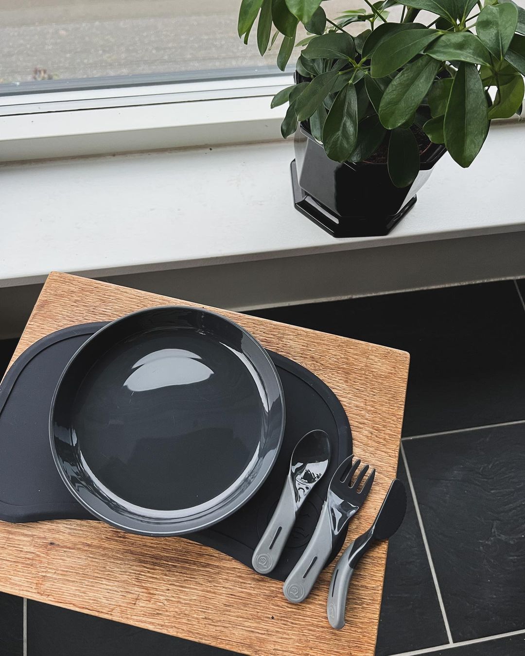 Baby Cutlery Knife Fork & Spoon 6 mth+ / Black - hover