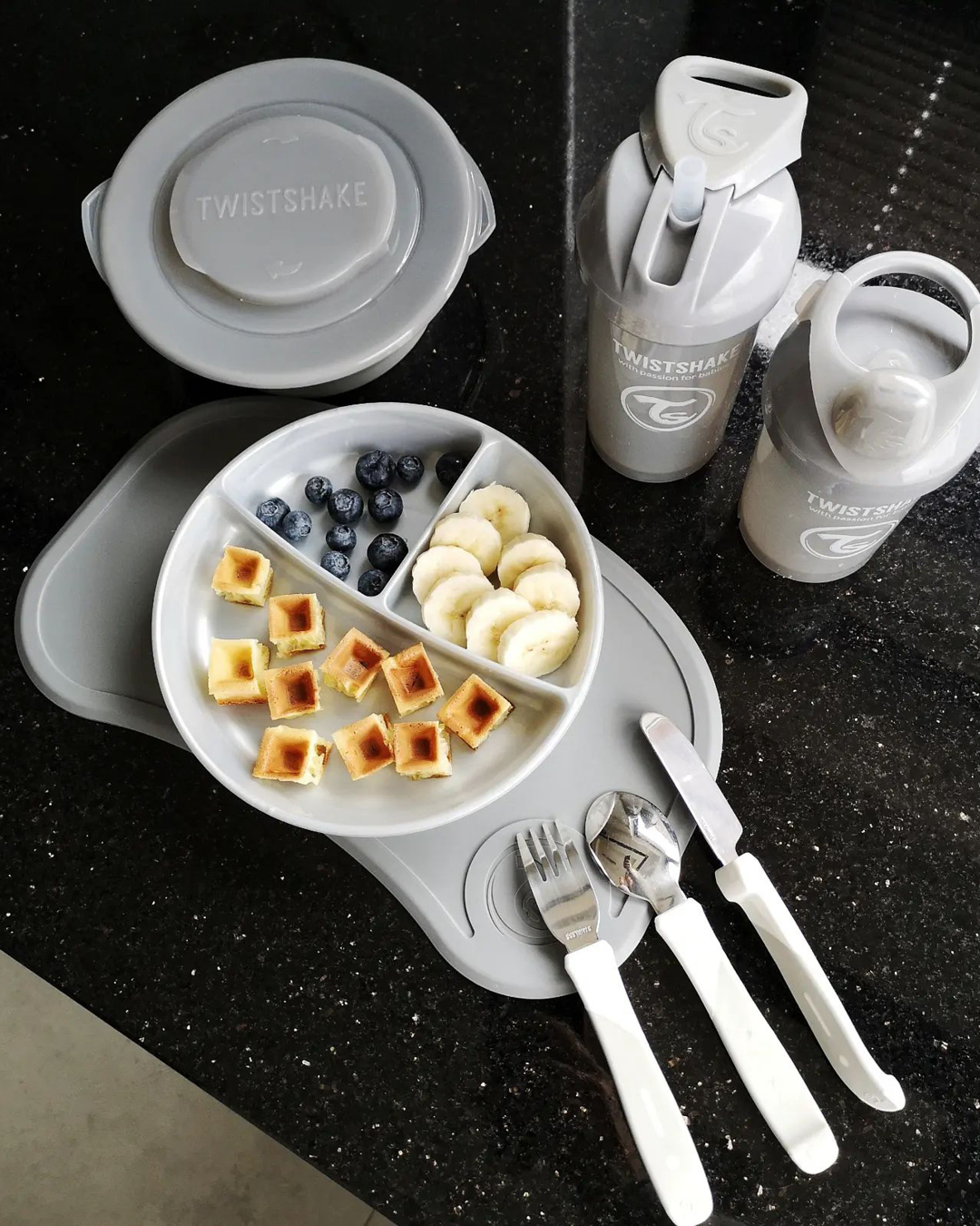 Barnbestick Rostfritt Stål 12 mån+ / Grå hover