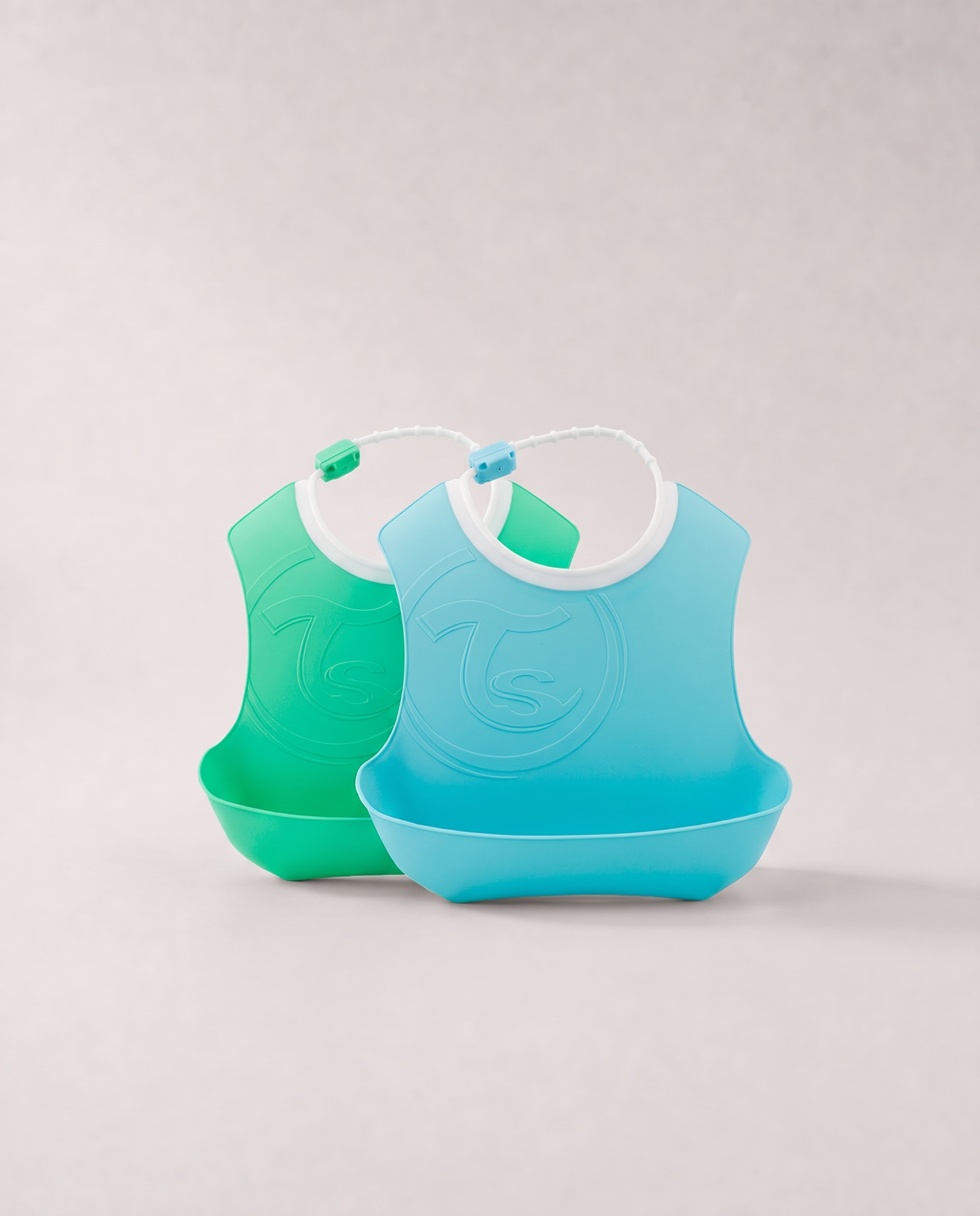 Lot de 2 Bavoirs 4 mois+ / Bleu et vert