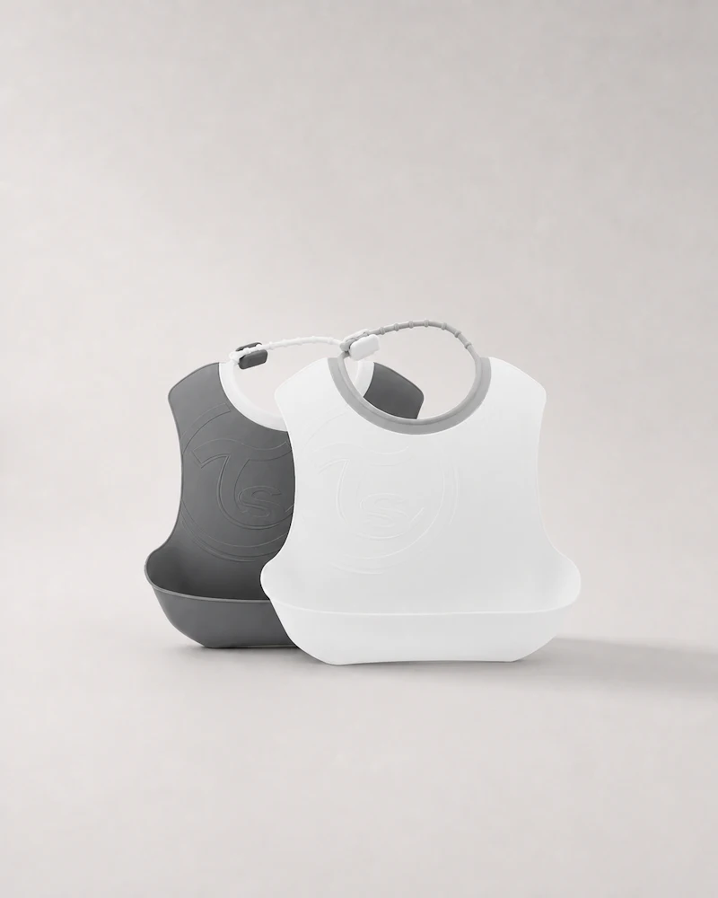 Infant Bibs 2-pack 4 mth+ / Grey & White - 1