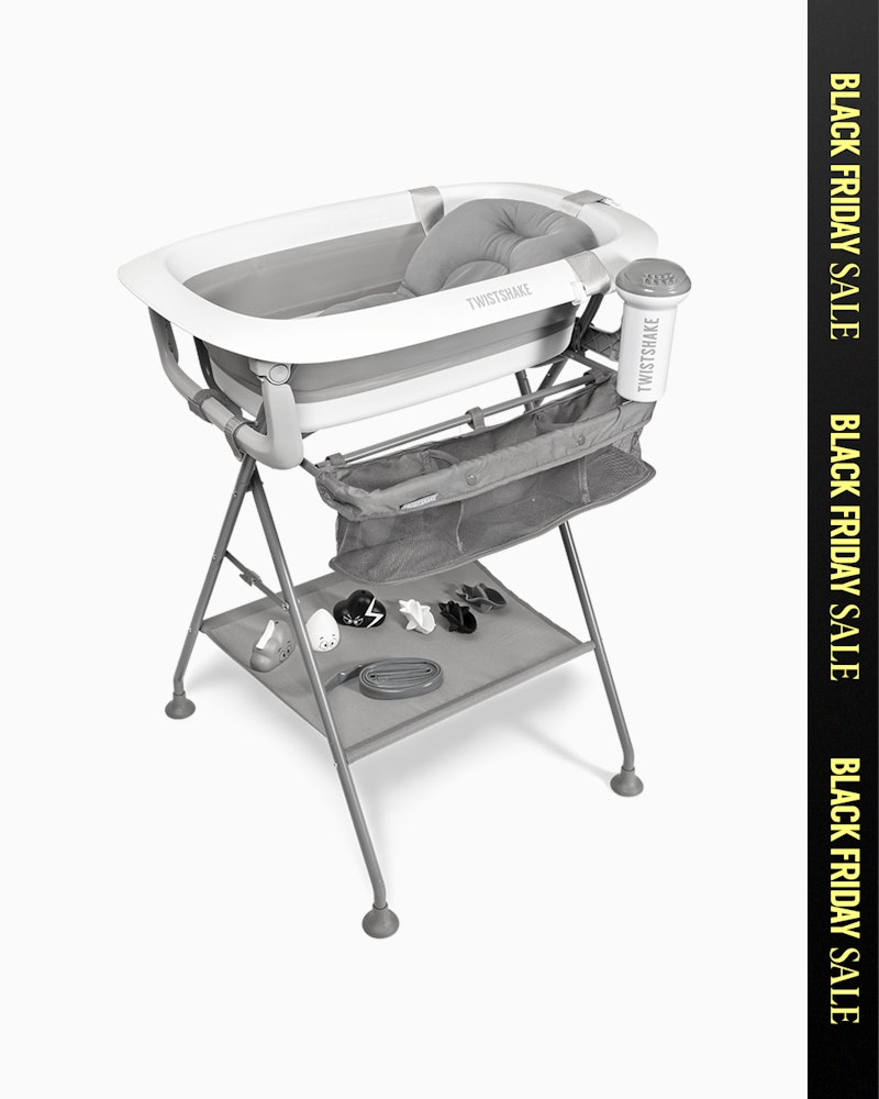 Luxury Bath Kit Grey - Foldable baby bathtub with bath stand 0 mth+ / Grey & White - 1