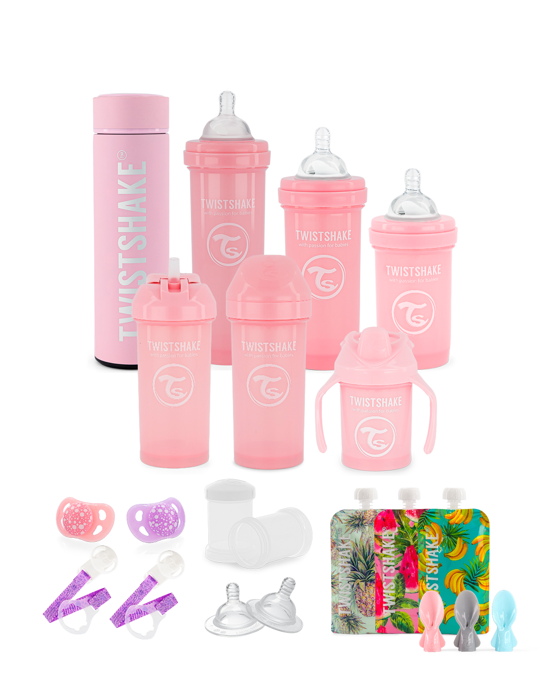 Baby bottle and Sippy cup Set Pink • Twistshake