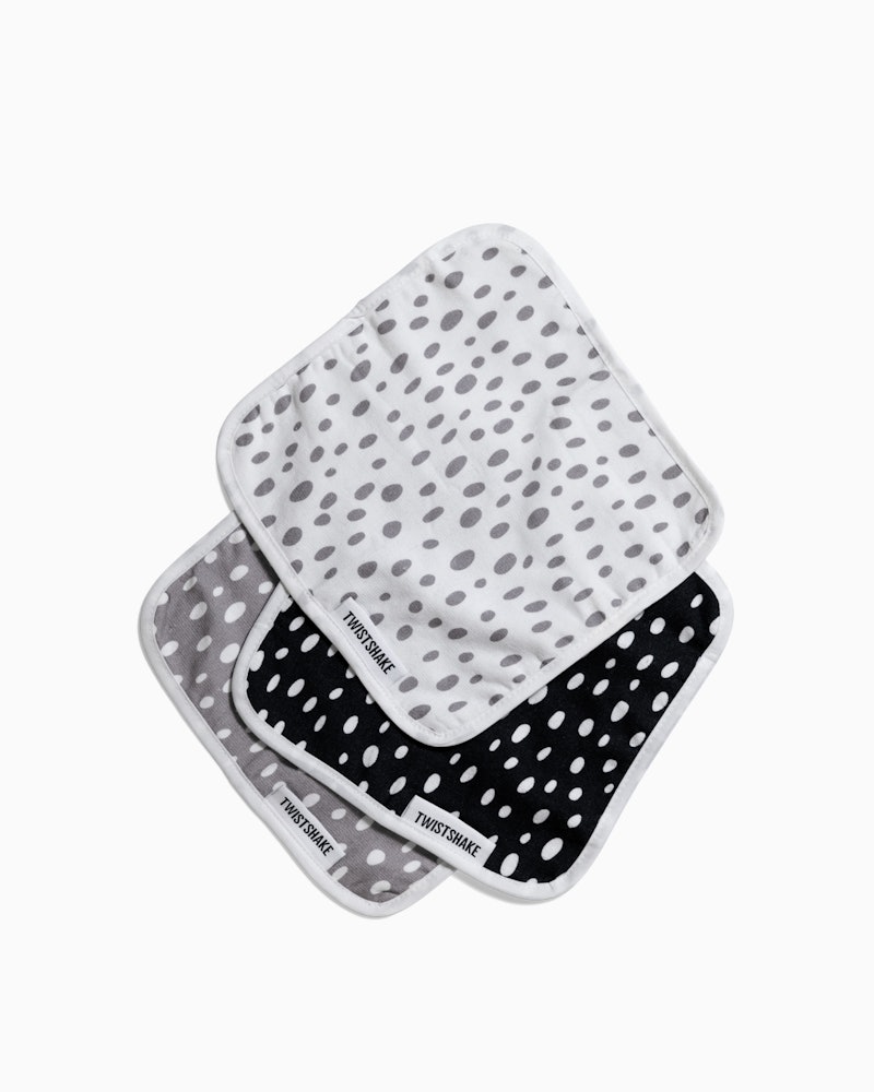 Vaskekluter 3-pack 0 mån+ / Black, White & Grey - 1