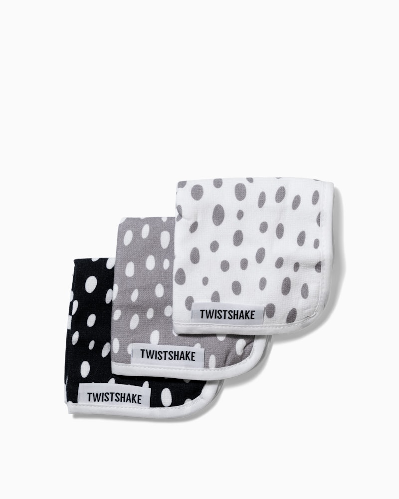Vaskekluter 3-pack 0 mån+ / Black, White & Grey - 3