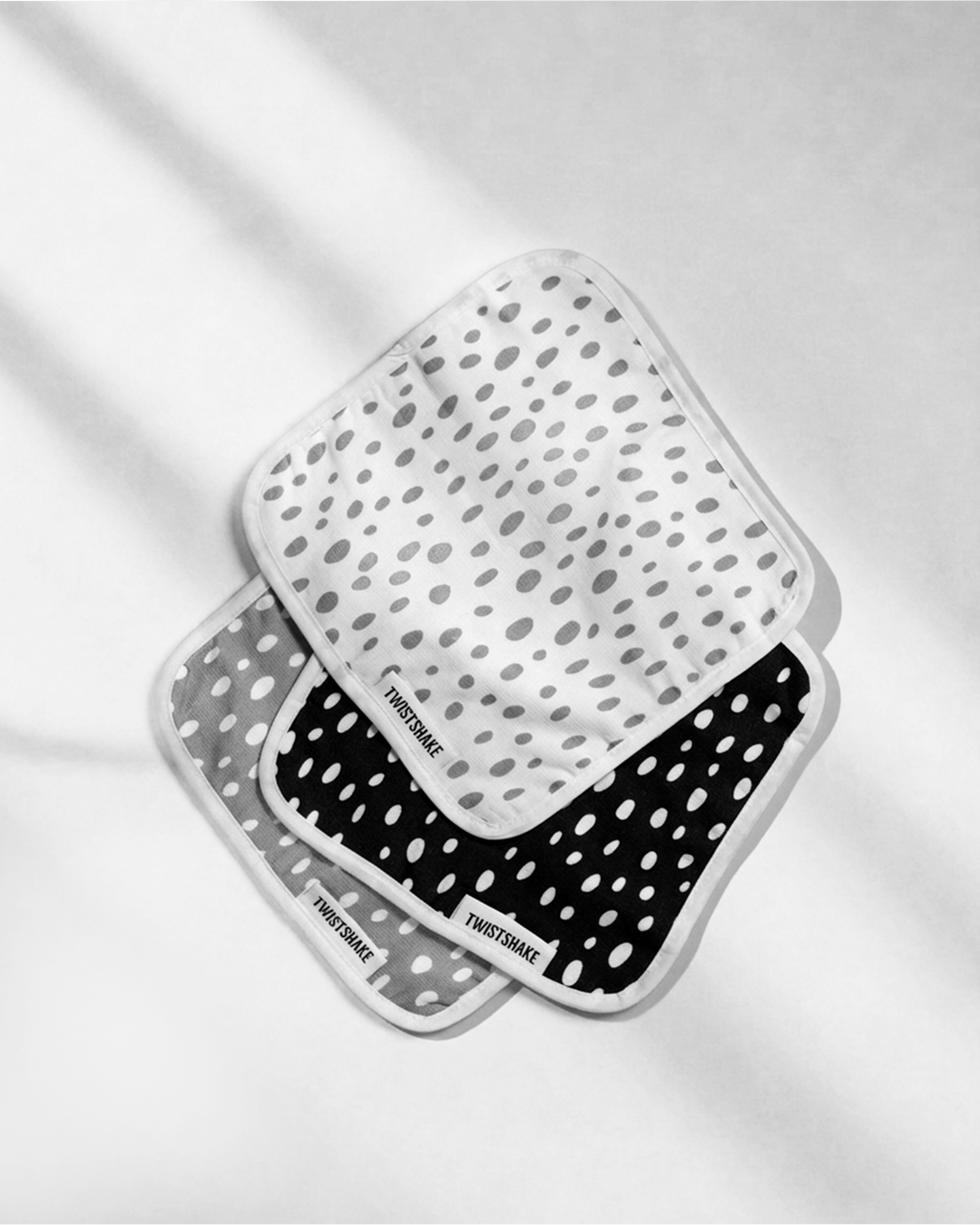 Baby Washcloths 3-pack 0 mth+ / Black, White & Grey