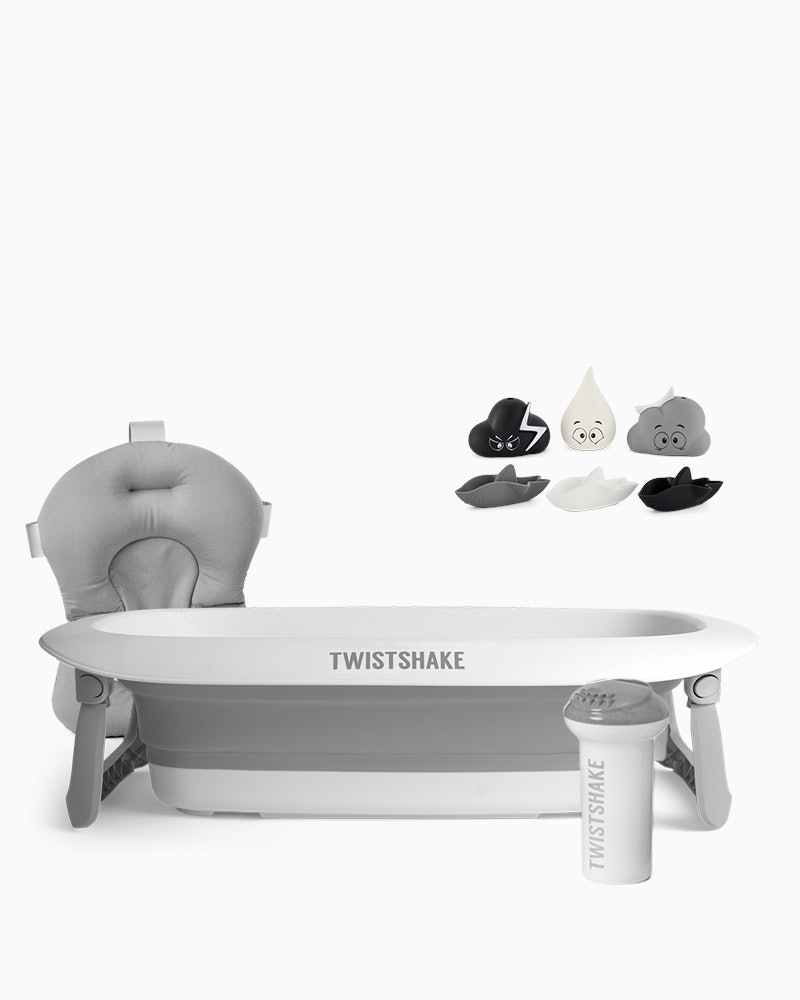 Baby Bathtub, Bathtub Cushion, Rinser, Bath Toys 30000 ml / 0 mois+ / Gris - 1
