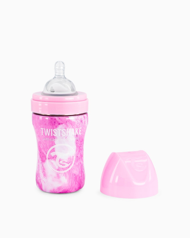 Anti-kolik Nappflaska Stål 260ml Marble Pink 260 ml / 2 mån+ / Outlet - 1