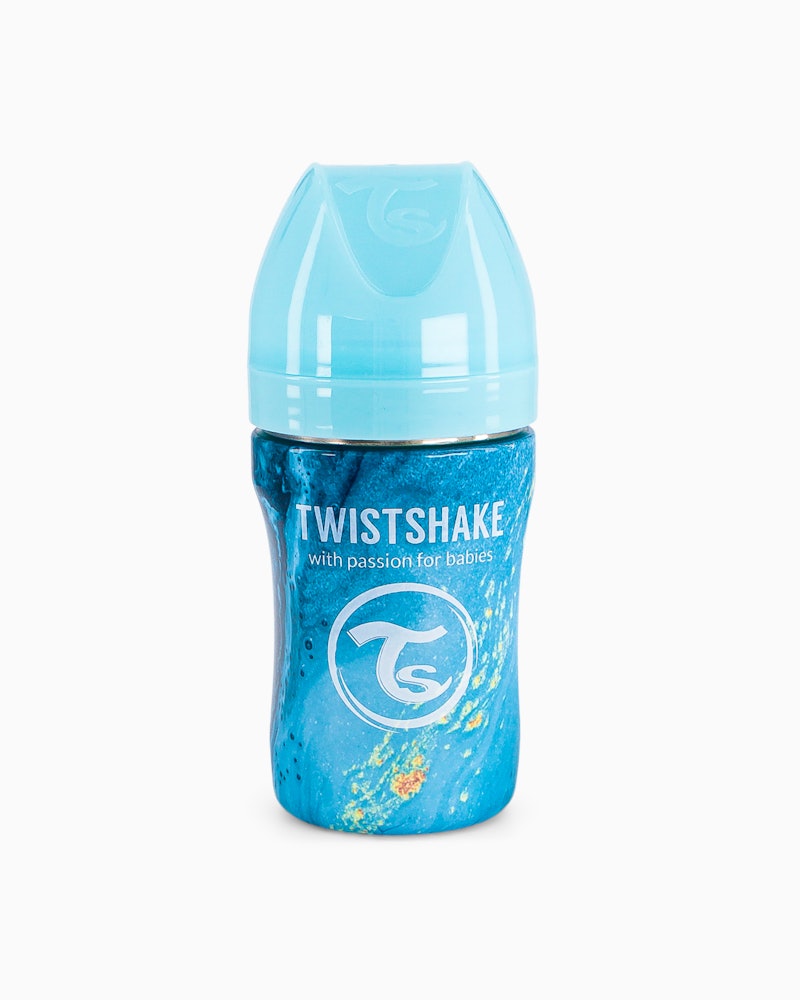 Anti-kolik Nappflaska Stål 260ml Marble Blue 260 ml / 2 mån+ / Outlet - 4