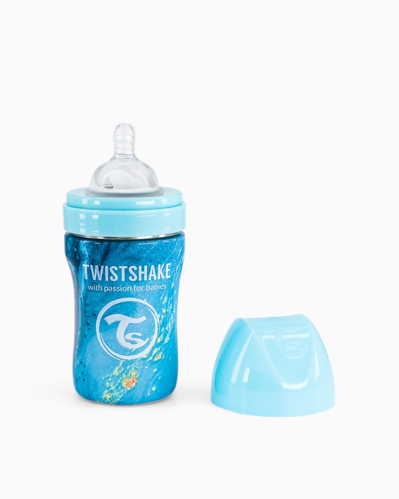 Anti-kolik Nappflaska Stål 260ml Marble Blue 260 ml / 2 mån+ / Outlet - 1