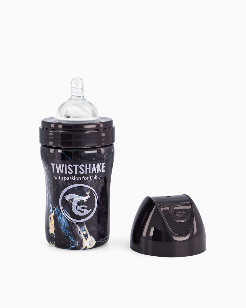 Anti-kolik Nappflaska Stål 260ml Marble Black 260 ml / 2 mån+ / Outlet - 1