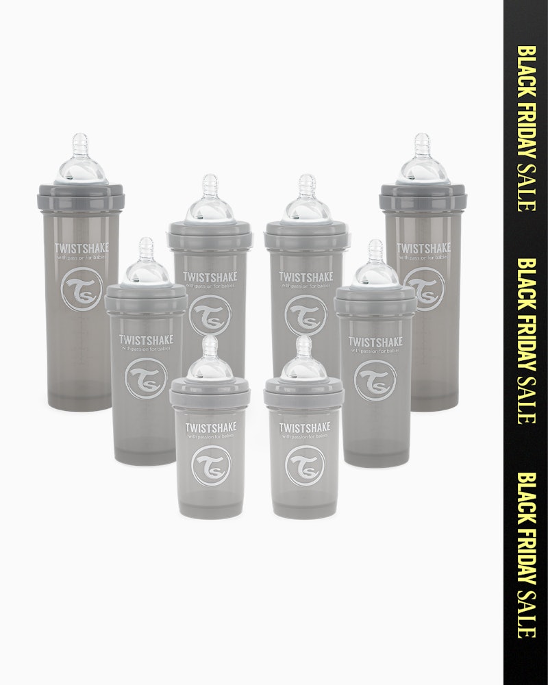 Nappflaskor Anti-kolik 8-pack Valfria storlekar / 0 mån+ / Grå - 1