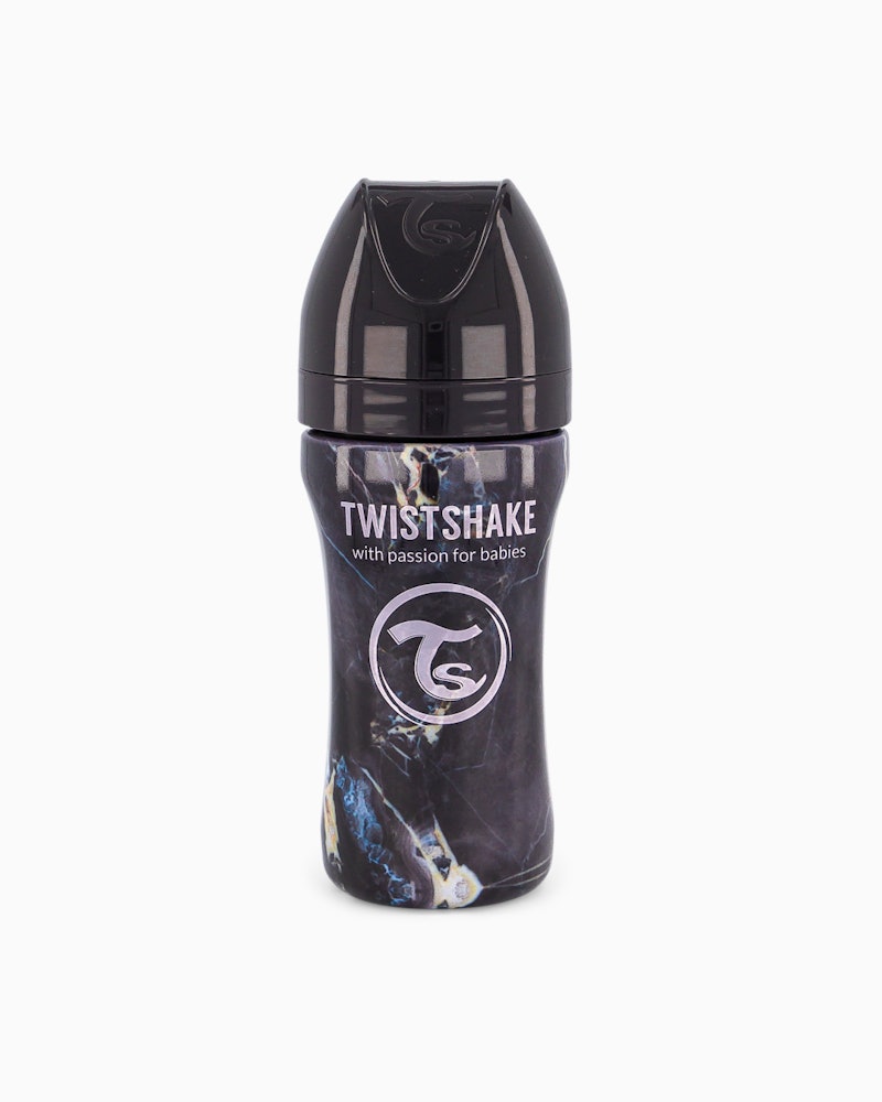 Anti-kolik Nappflaska Stål 330ml Marble Black 330 ml / 4 mån+ / Outlet - 4