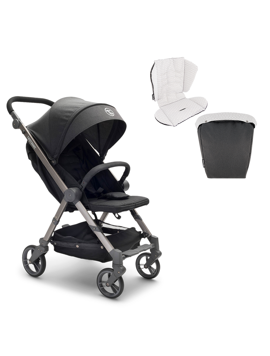 Stroller Set with Seat Liner Footmuff Black