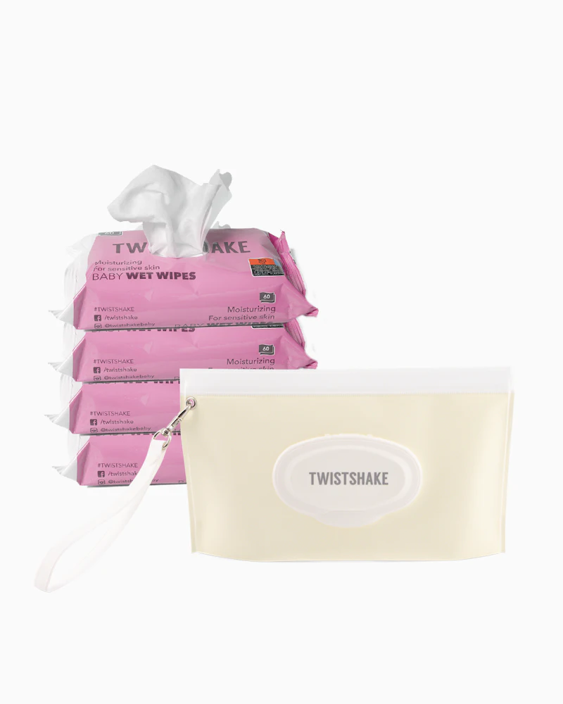 4x 60pcs Wet Wipes + Pouch 0 mth+ / Blue - 1