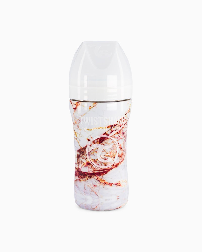 Anti-kolik Nappflaska Stål 330ml Marble White 330 ml / 4 mån+ / Outlet - 4