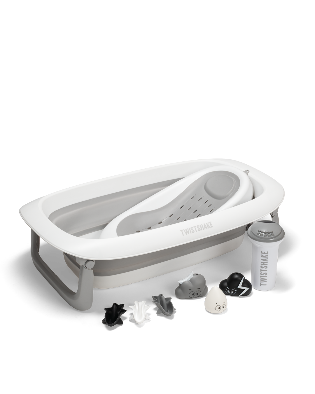 Bathtub Set with Shower & Bath Cradle, Rinser & 6 Bath Toys White 0 mth+ / White