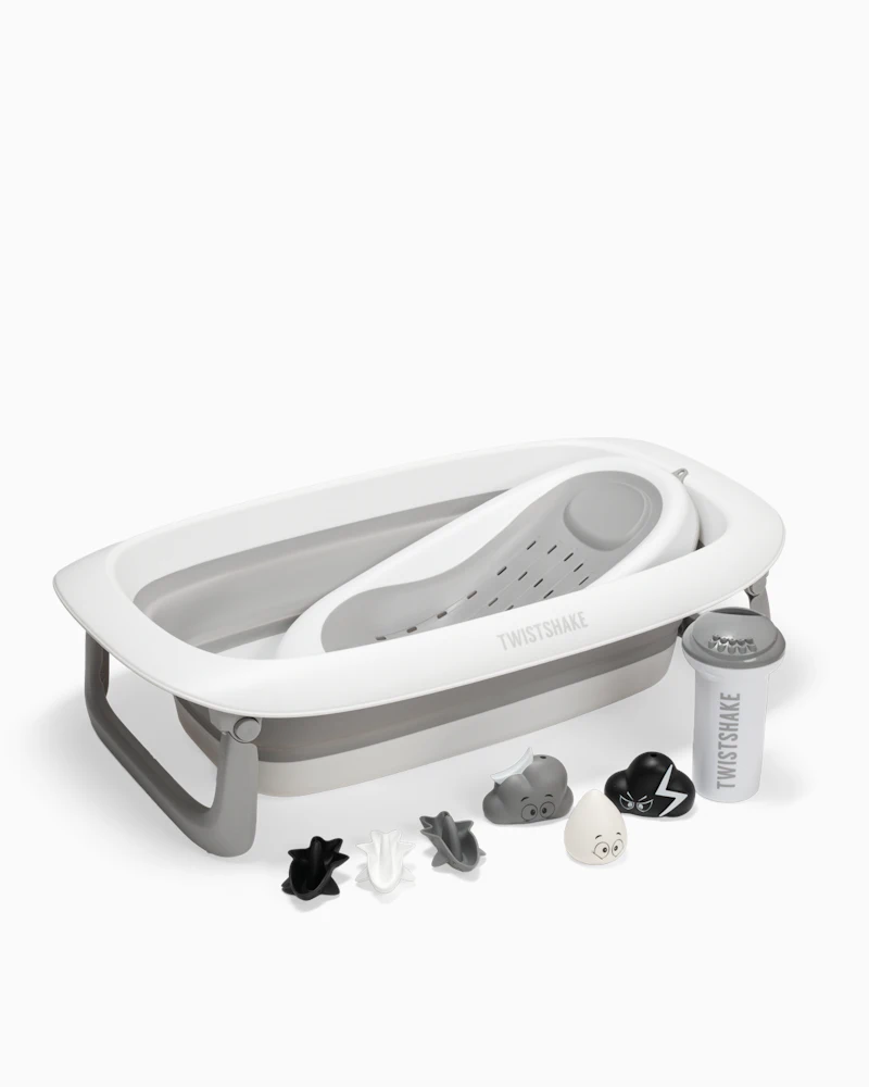 Bathtub Set with Shower & Bath Cradle, Rinser & 6 Bath Toys White 0 mth+ / White - 1