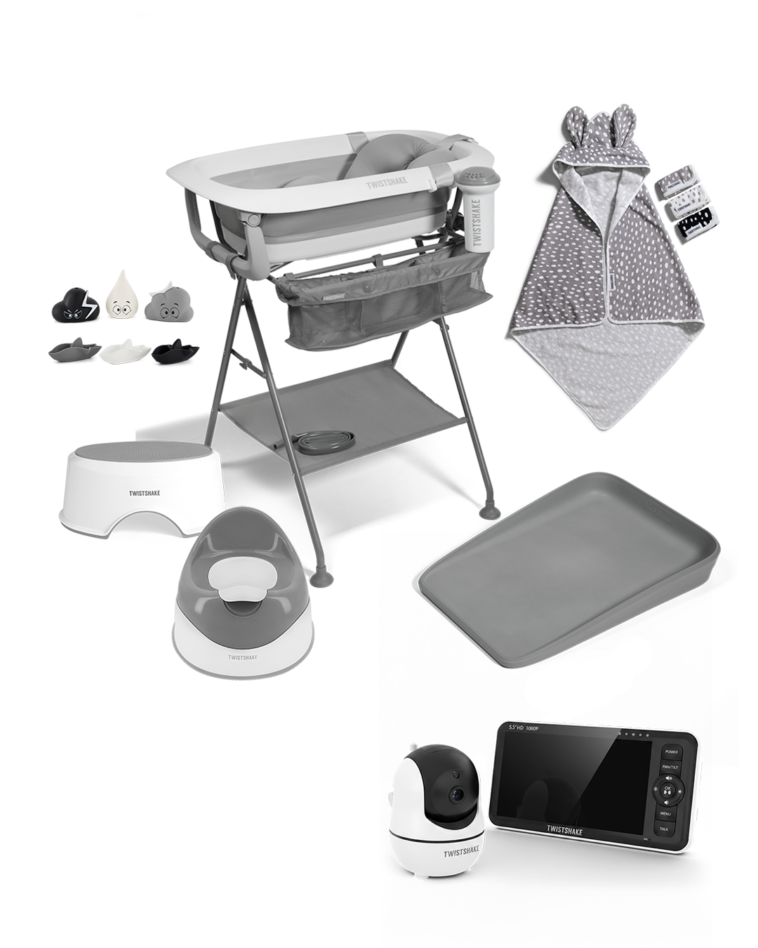 Bath & Care Kit 0 mth+ / Grey & White
