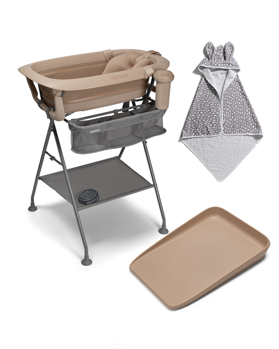 Bath & Care Kit + Hooded Towel 0 mth+ / Grey & White