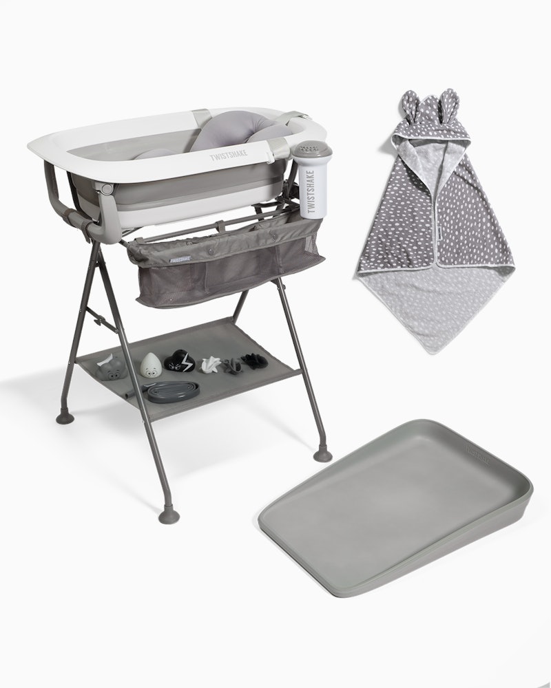 Bath & Care Kit + Hooded Towel 0 mth+ / Grey & White - 1