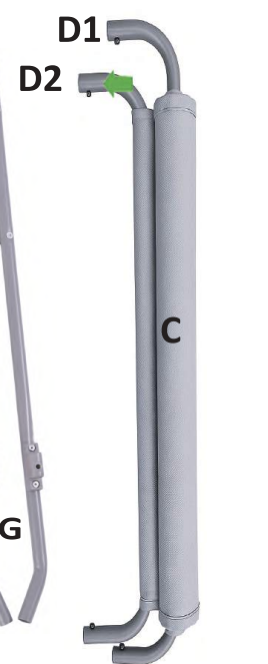 Bathtub Stand Part D1+D2 Tubes GREY Grau