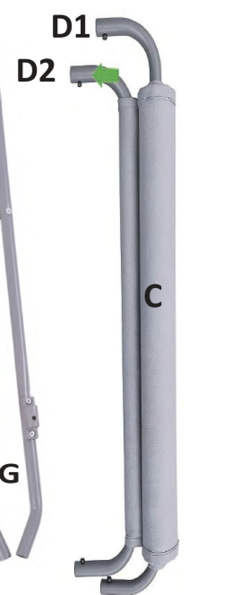 Bathtub Stand Part D1+D2 Tubes GREY Grau - 1