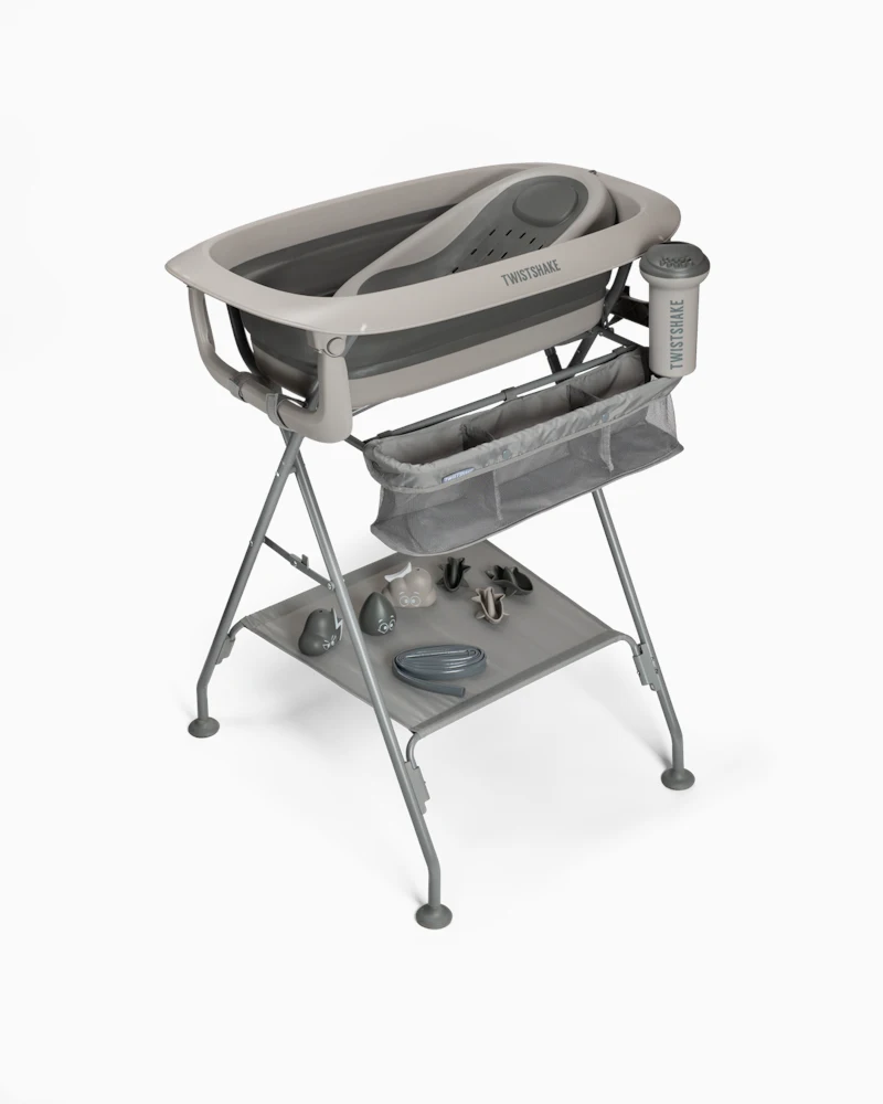 Luksuriøst badesett Grå - Sammenleggbar badekar med badestativ 30000 ml / 0 mån+ / Falmet Grå - 1