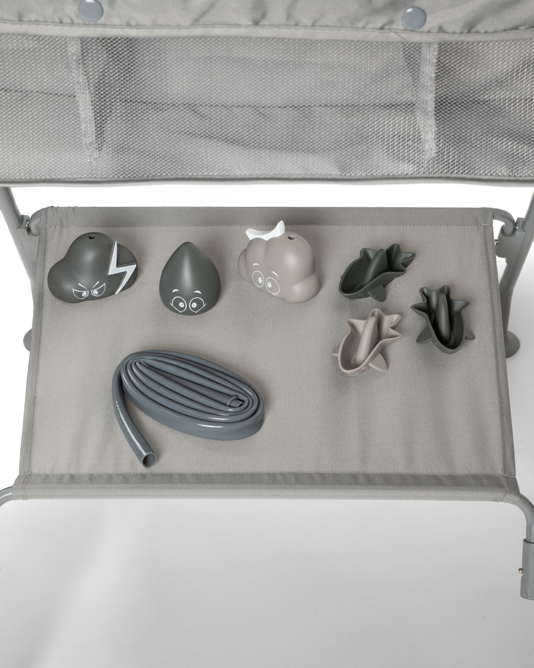 Luksuriøst badesett Grå - Sammenleggbar badekar med badestativ 30000 ml / 0 mån+ / Falmet Grå - 5