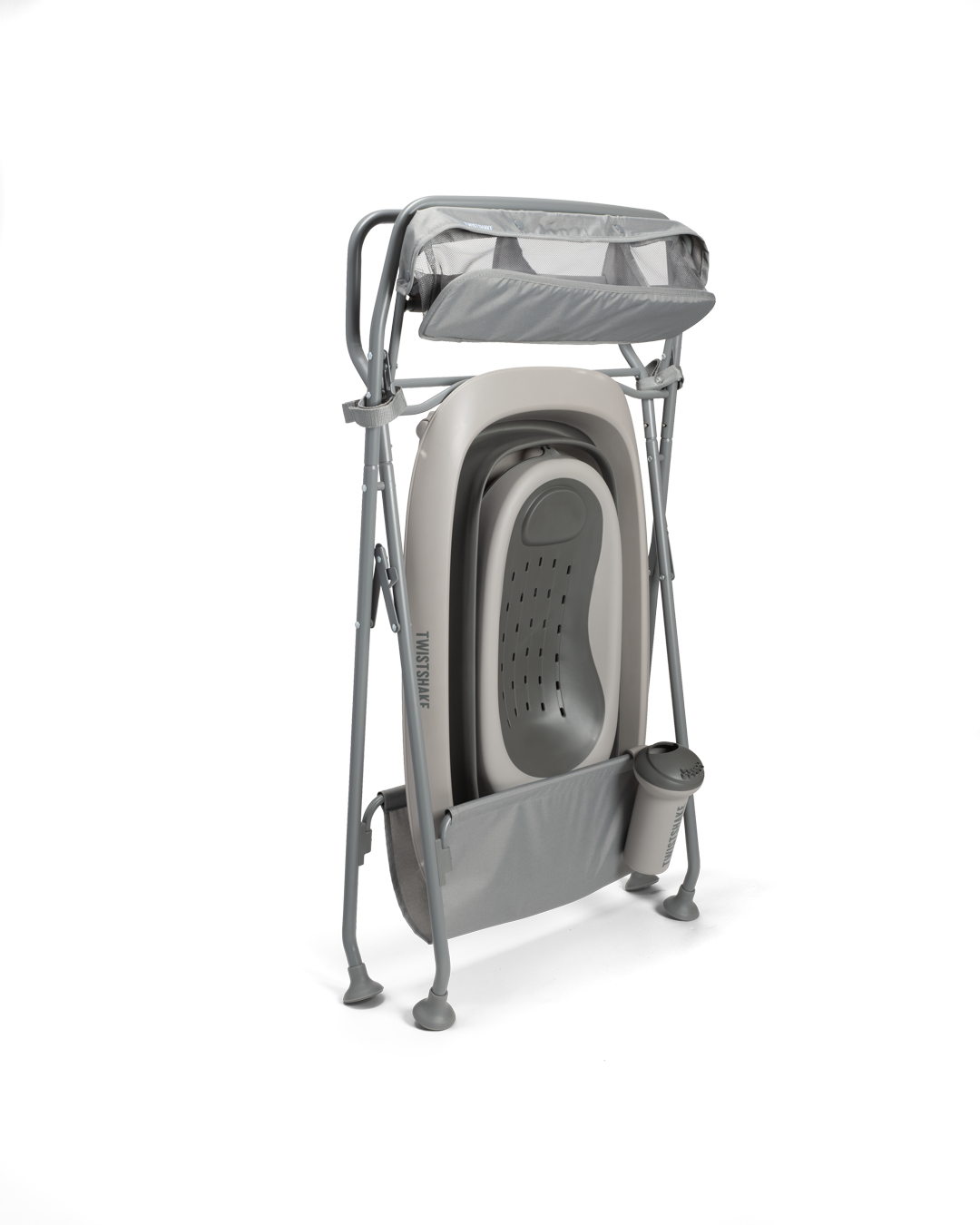 Luksuriøst badesett Grå - Sammenleggbar badekar med badestativ 30000 ml / 0 mån+ / Falmet Grå - 4