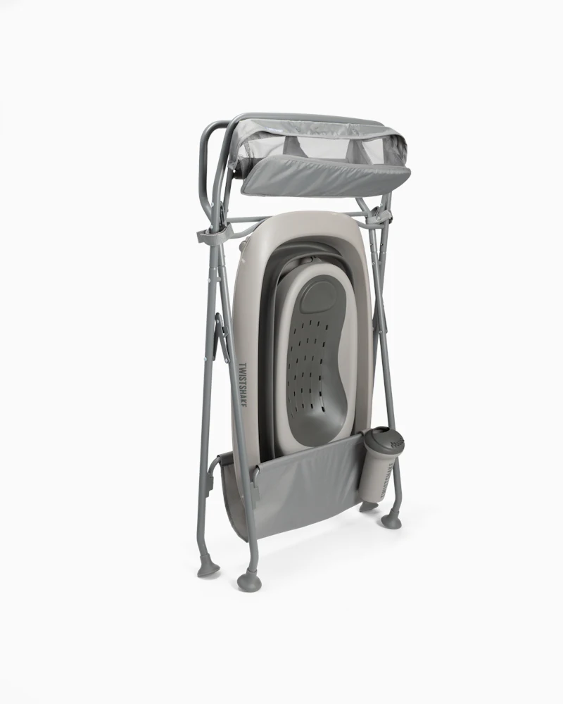 Luksuriøst badesett Grå - Sammenleggbar badekar med badestativ 30000 ml / 0 mån+ / Falmet Grå - 4