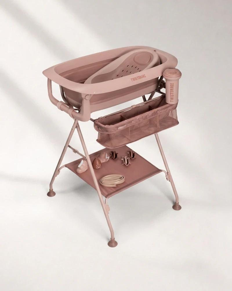 Luxus-Badeset Rosa - Faltbare Babybadewanne mit Badewannenständer 30000 ml / 0 Monate+ / Verblasstes Rosa - 1