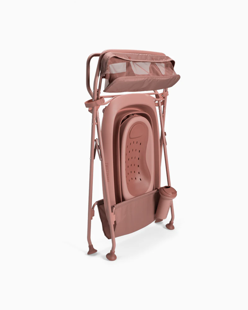 Lyxiga badpaketet Warm Blush – Ihopfällbar babybadbalja med badställning 0 mån+ - 5