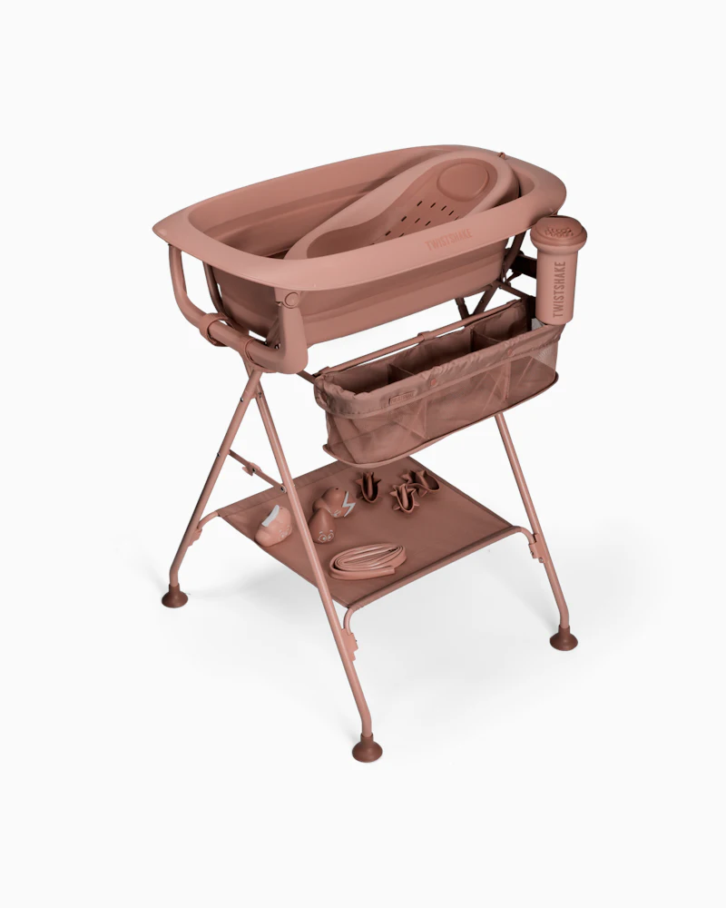 Lyxiga badpaketet Warm Blush – Ihopfällbar babybadbalja med badställning 0 mån+ - 1