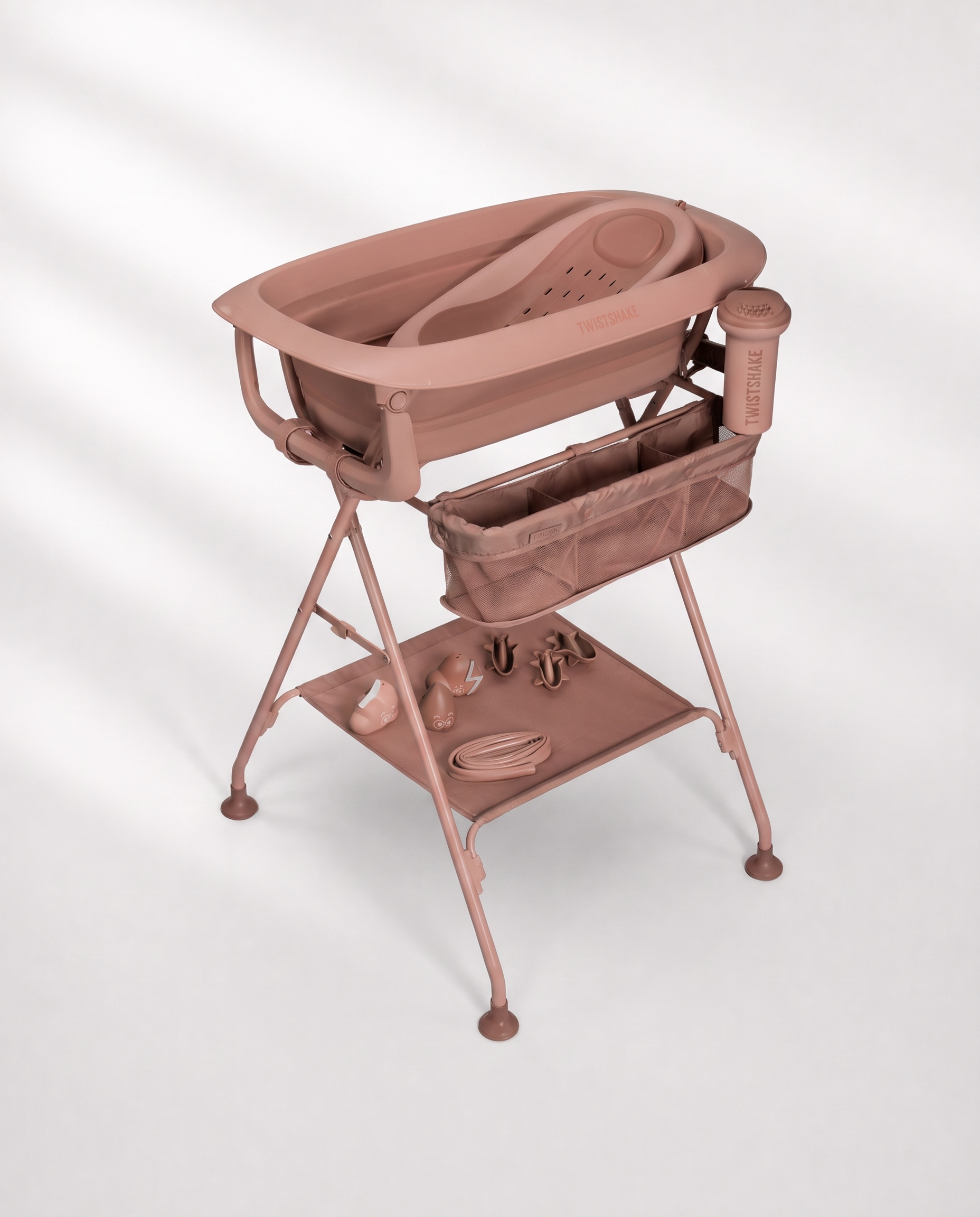 Lyxiga badpaketet Warm Blush – Ihopfällbar babybadbalja med badställning 0 mån+