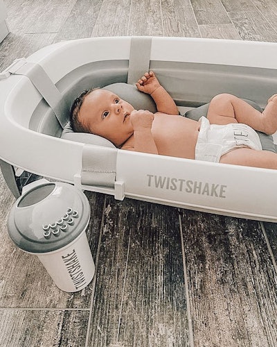 Twistshake Baignoire Pliable Légere et Compacte pour le Bain du Nouveau  Bébé, Antidérapante et Confort, Pliable Ultra Compacte, 0 Mois+,  Contenance
