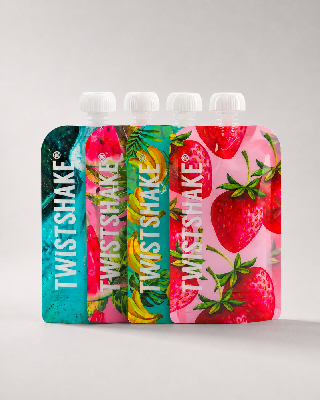 Klemmeposer 4-pack 220 ml / 6 mån+ / Blandede farger