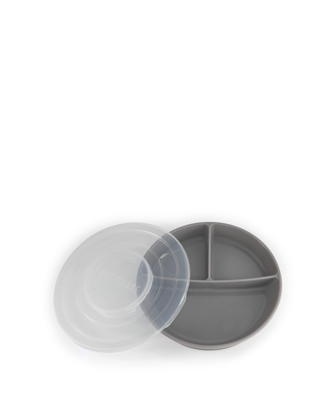 Divided infant plate with lid Stackable / 6 mth+ / Grey - 3